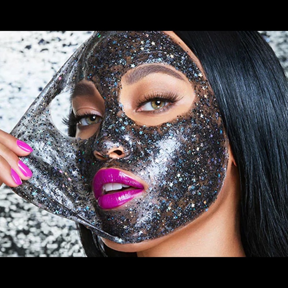 Black glitter charcoal sparkle peel off face mask